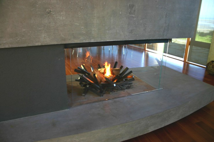 Custom Sliding Glass Hearth Door and Solid Bar Grate Basket